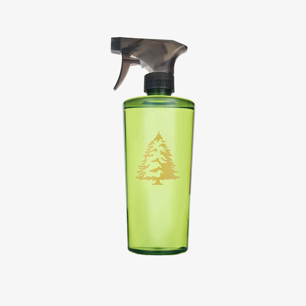 Green spray bottle of Thymes Frasier Fir All-Purpose Cleaner on a white background