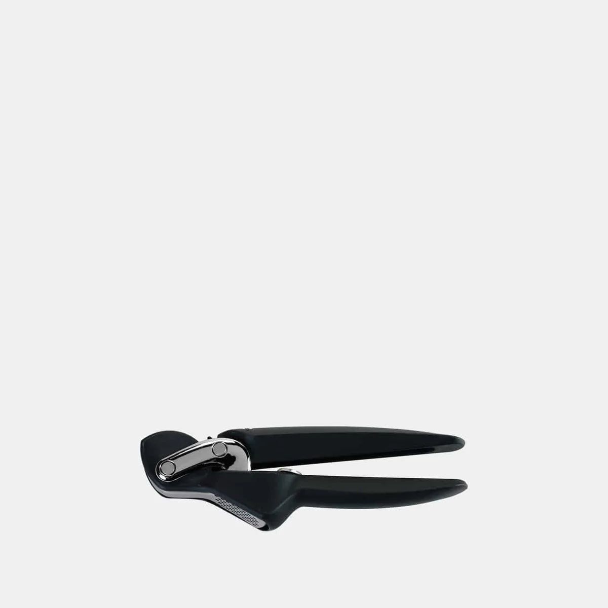 FreshForce Garlic Press in Black on plain background at Addison West.