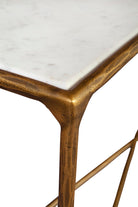 Close up of Furniture Classics Bronson Marble Console Table on a white background at Addison West