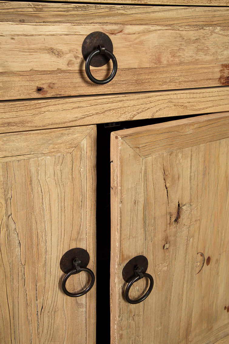 Close up of Furniture Classics Large Old Elm Sideboard on a white background at Addison West