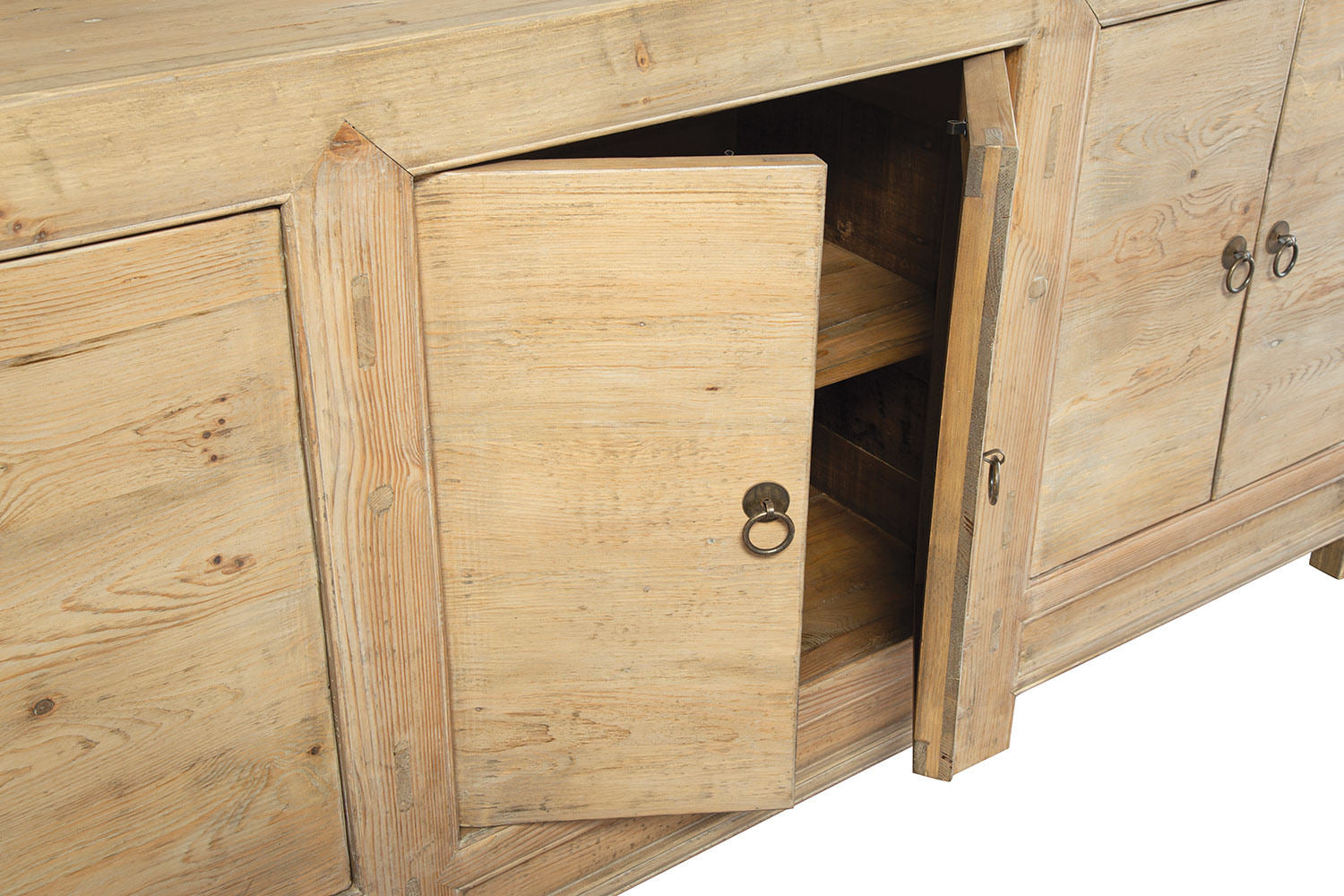 Close up of shelves of Furniture Classics Vernon Sideboard on a white background at Addison West