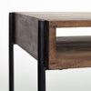 Glenn VII 56L x 22W Dark Brown Wood w/ Black Iron Frame, 3 Drawer Office Desk on a white background