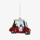 Red Cody Foster golf cart Christmas tree ornament on a white background