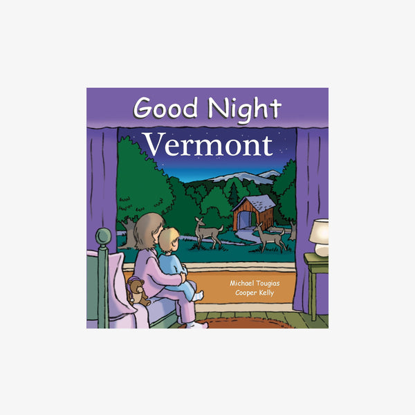 Illustrated front cover of book titled good night Vermont on a white background