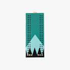 Sanborn Canoe Gooseberry Pocket Cribbage with blue background and black mountain range on a white background