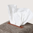 Graf Lantz Merino Wool Tissue Box Cover in Ash Brown Sienna on a white background at Addison West