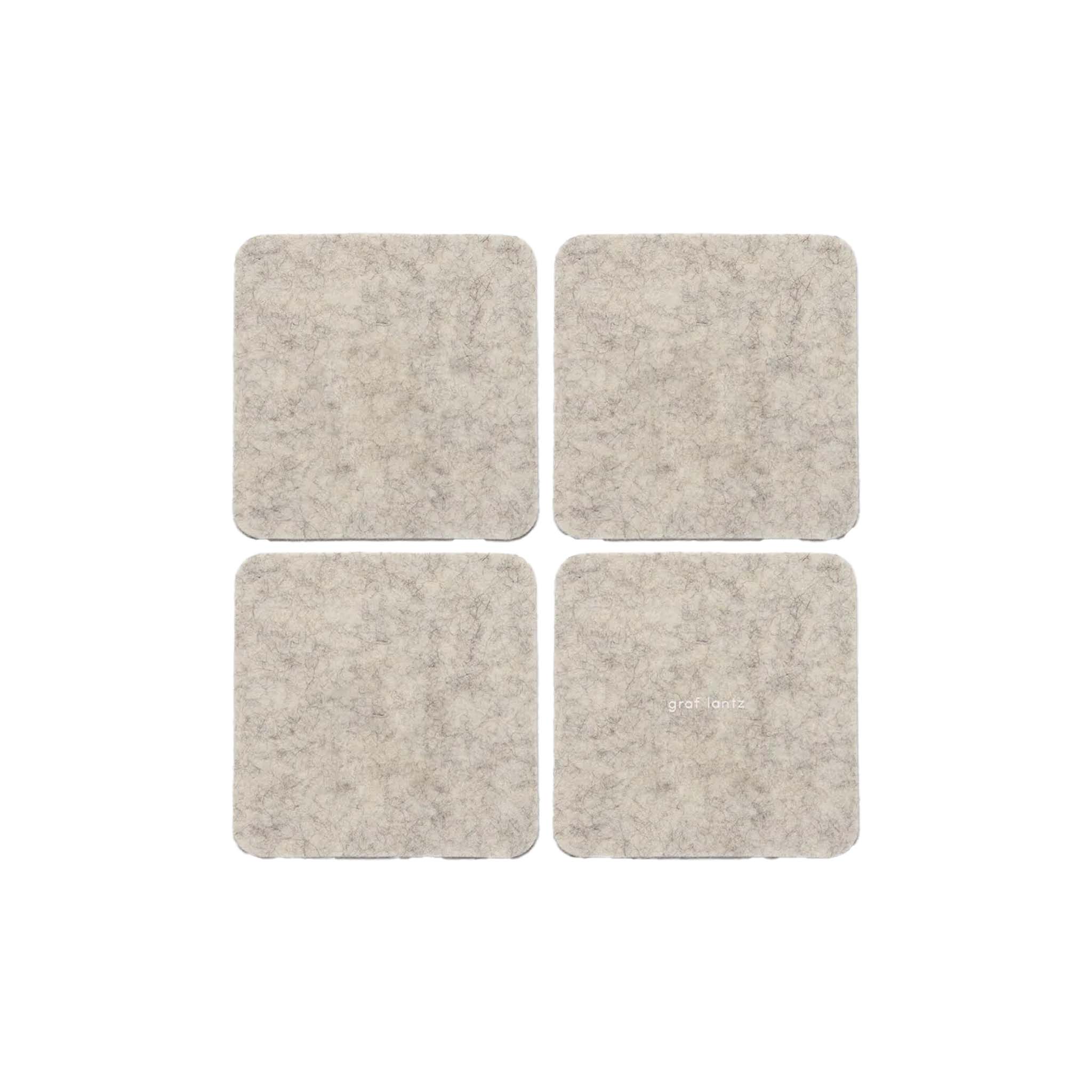 Graf Lantz Square Coaster Set in Heather White on a white background
