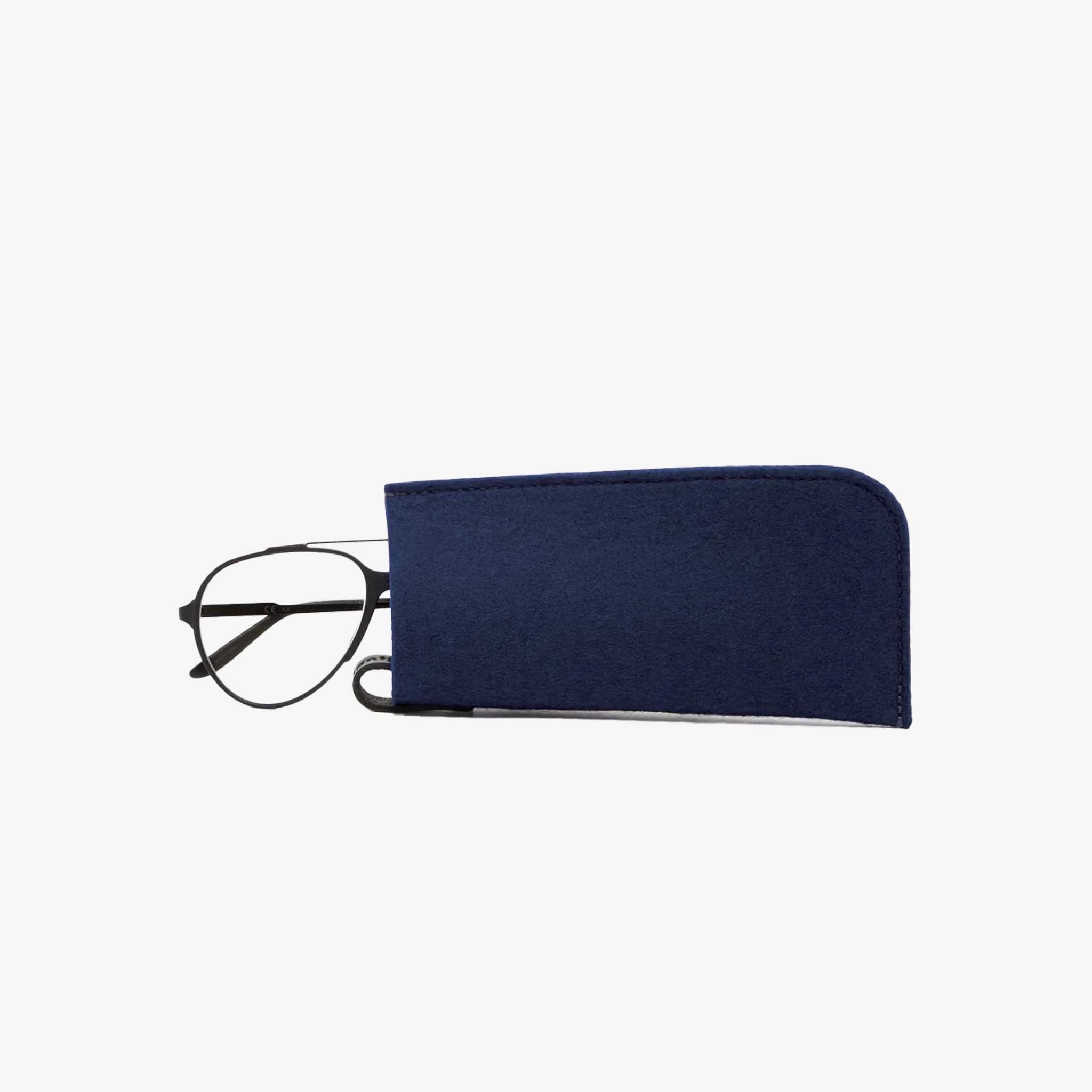 Graf Lantz Felt Glasses Sleeve in Marine on a white background at Addison West