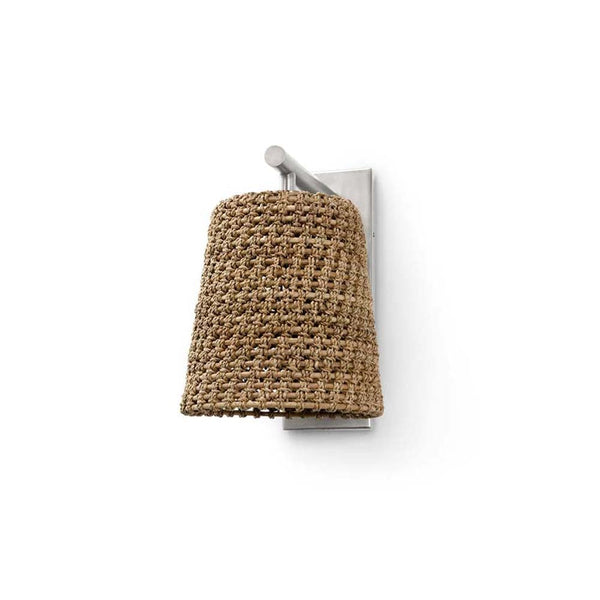 Palecek Green Oaks Sconce with natural rattan and pewter finish on a white background