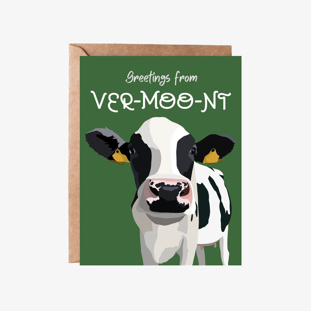 Greetings From Ver-moo-nt Card on a white background