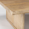 Close up of Grier 42" Square Light Brown Wood with Cane Coffee Table on a white background