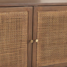 Grier Medium Brown Solid Wood with Cane Media Console on a white background