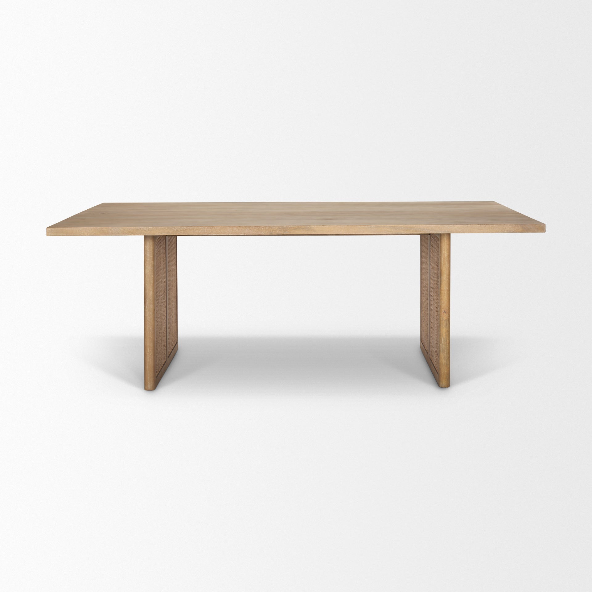 Grier 84 inch long Light Brown Wood with Cane Dining Table on a white background