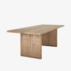 Mango wood Dining Table with two support legs in light wash with Cane insets on base on a white background