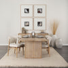Mango wood Dining Table with two support legs in light wash with Cane insets on base on a white background