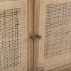 Close up of Grier Light Brown Solid Wood and Cane 3 Door Media Console 