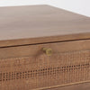 Close up of Grier Medium Brown Wood with Cane Accent Table on a white background