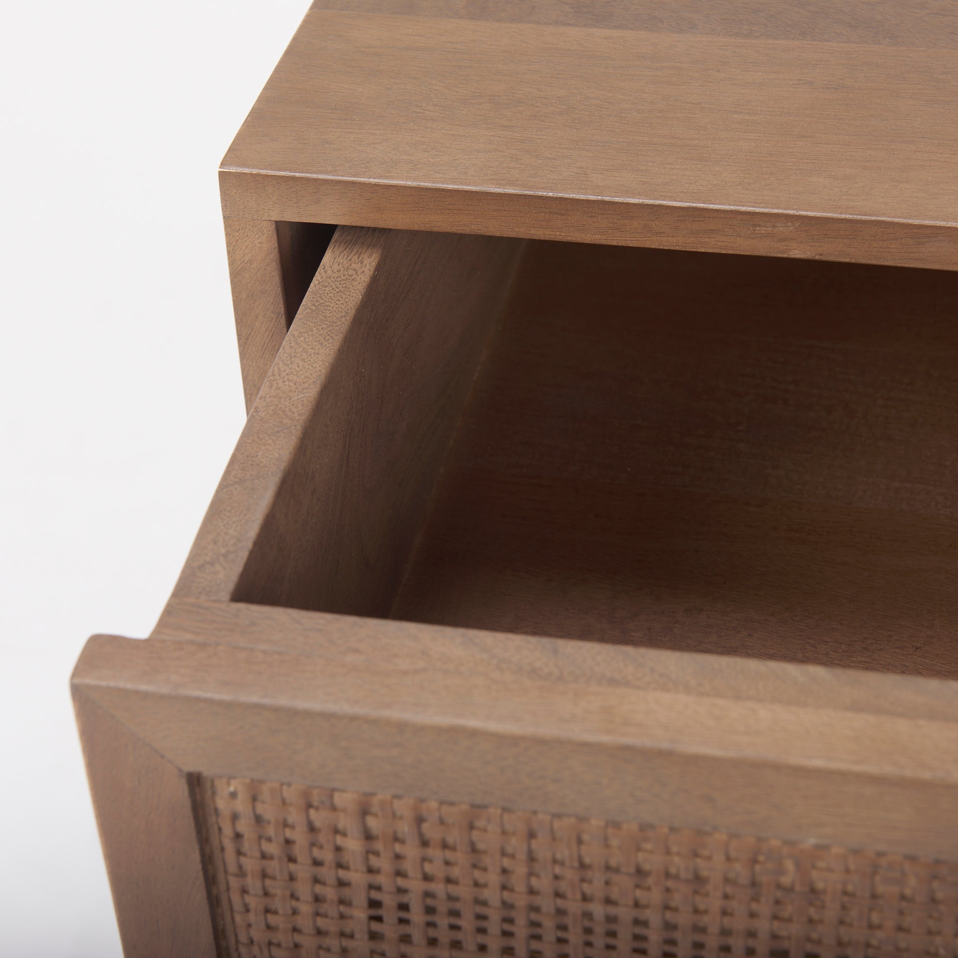 Grier Medium Brown Wood with Cane Accent Table on a white background