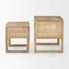 Grier Set of 2 Light Brown Solid Wood with Cane Nesting Accent Tables on a white background