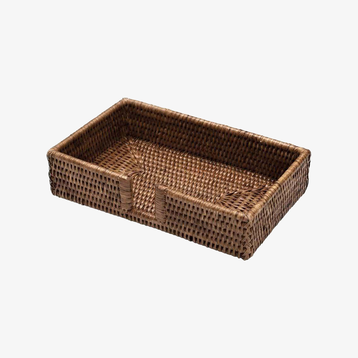 Rattan Guest Napkin Holder in Dark Wash