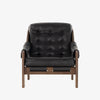 Four Hands Furniture leather sling Halston Chair in Heirloom Black on a white background