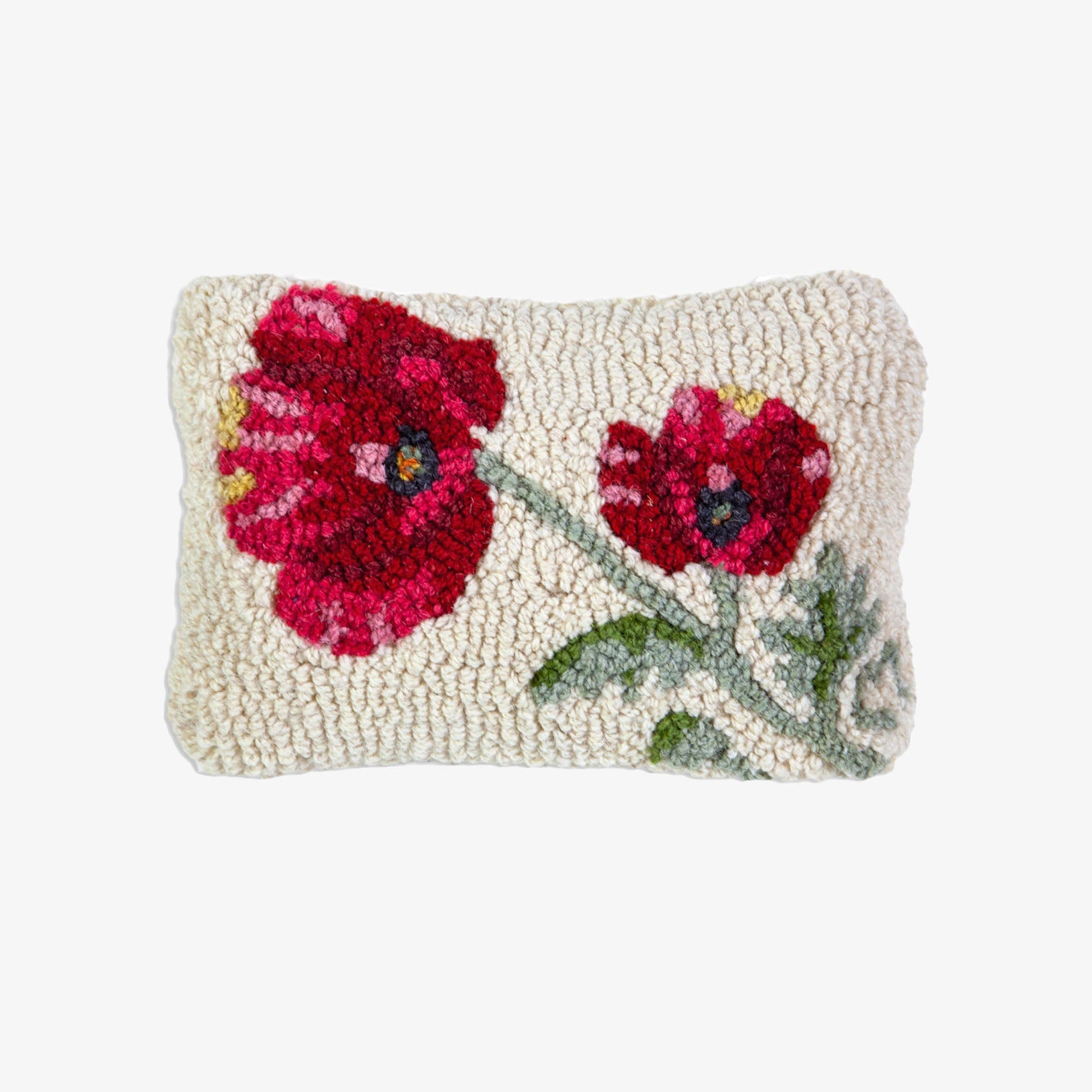 Hand Hooked Poppy Throw Pillow - Addison West 