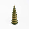 Hauskaa brand carved wood decorative tree in natural and green on a white background