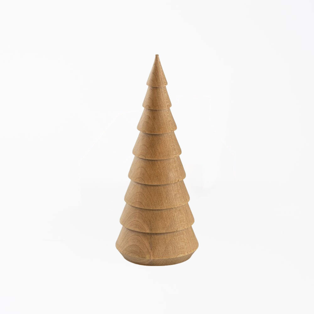 Hauskaa brand carved wood decorative tree in natural on a white background