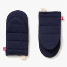 Hedley & Bennett Blueberry Blue Oven Mitts on plain background at Addison West.