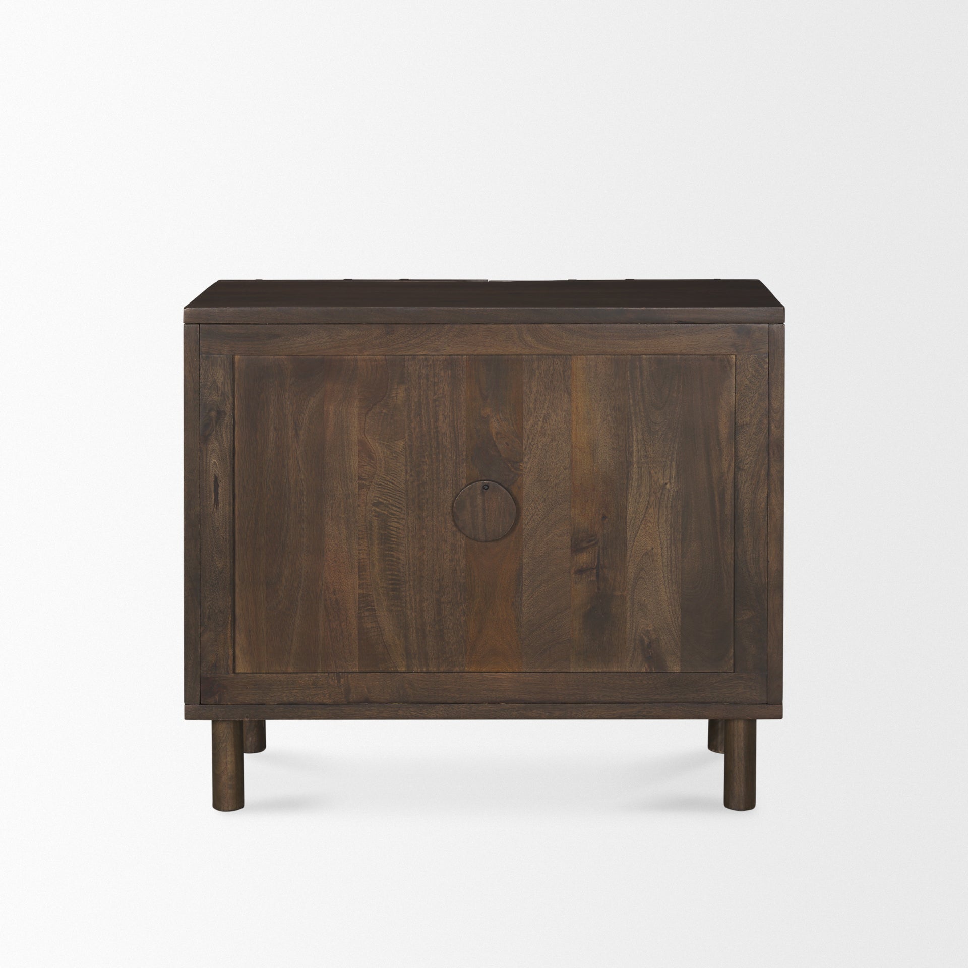 Heera Dark Brown Diamond Motif with Shelf Accent Cabinet on a white background