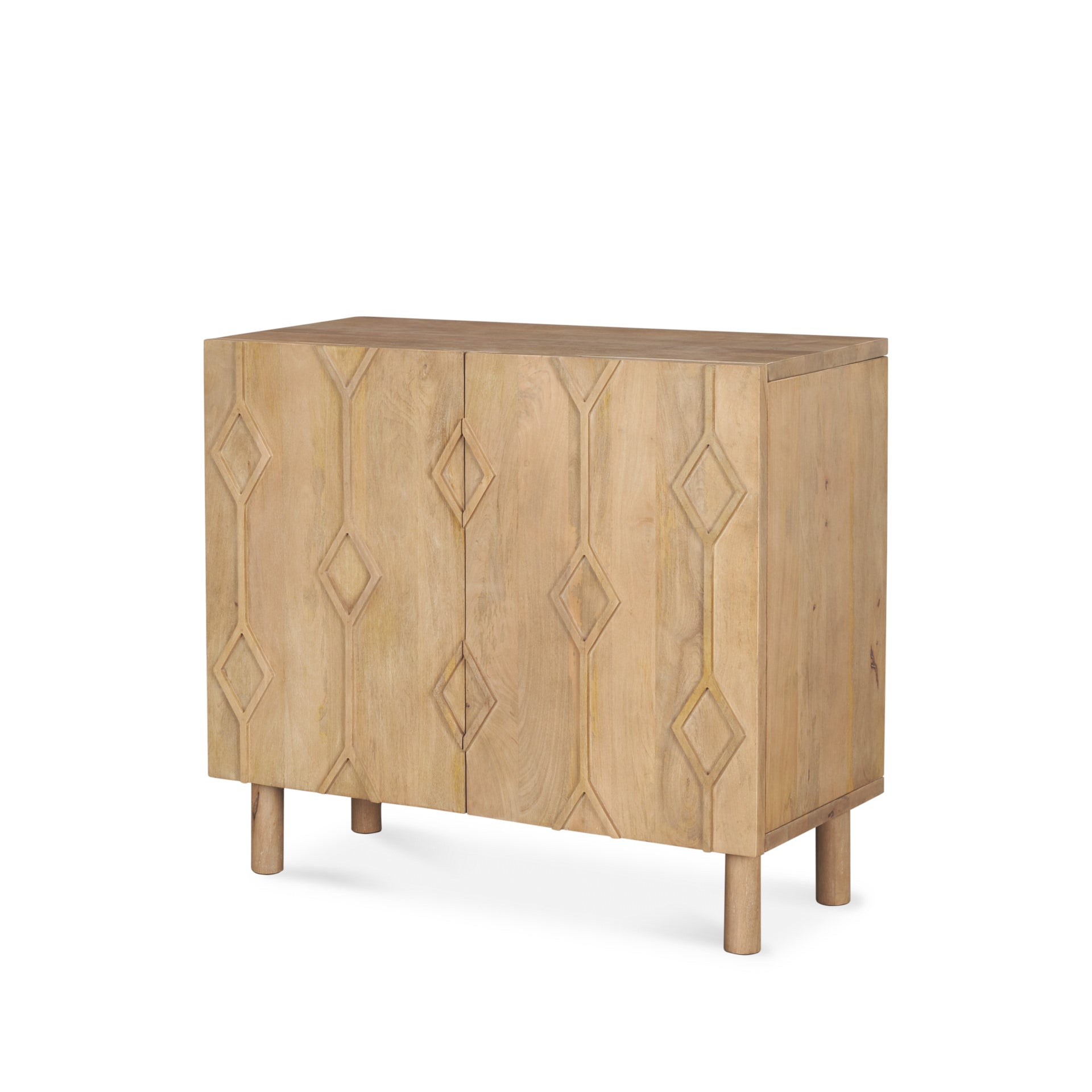 Heera Light Brown Diamond Motif with Shelf Accent Cabinet on a white background