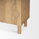 Close up of Heera Light Brown Diamond Motif with Shelf Accent Cabinet on a white background
