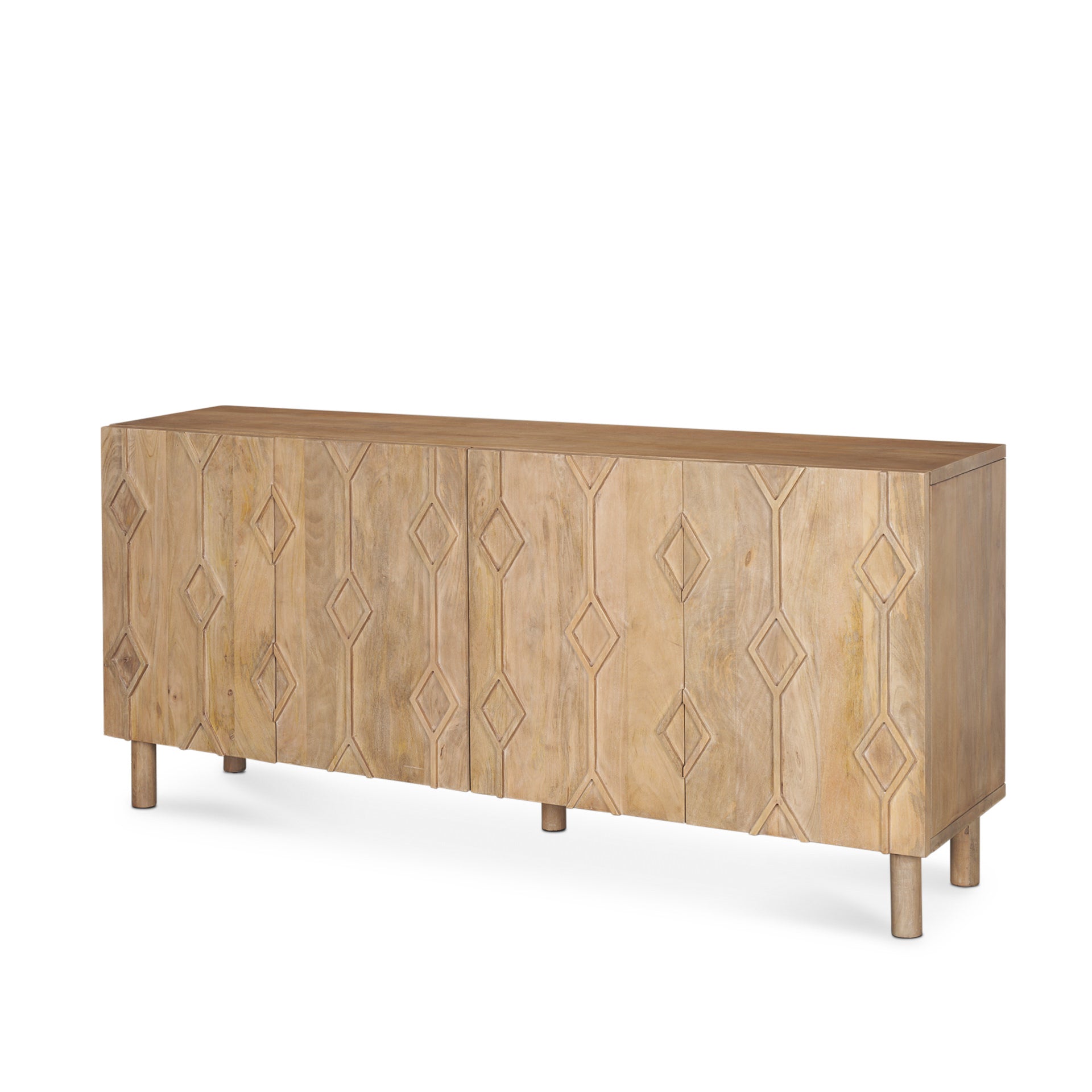 Heera Light Brown Diamond with Shelf Motif Sideboard on a white background