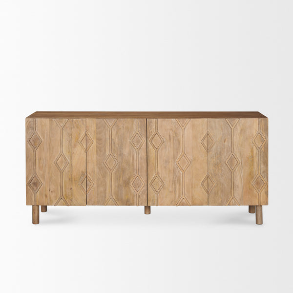 Heera Light Brown 71" Sideboard with Diamond overlay pattern on a white background
