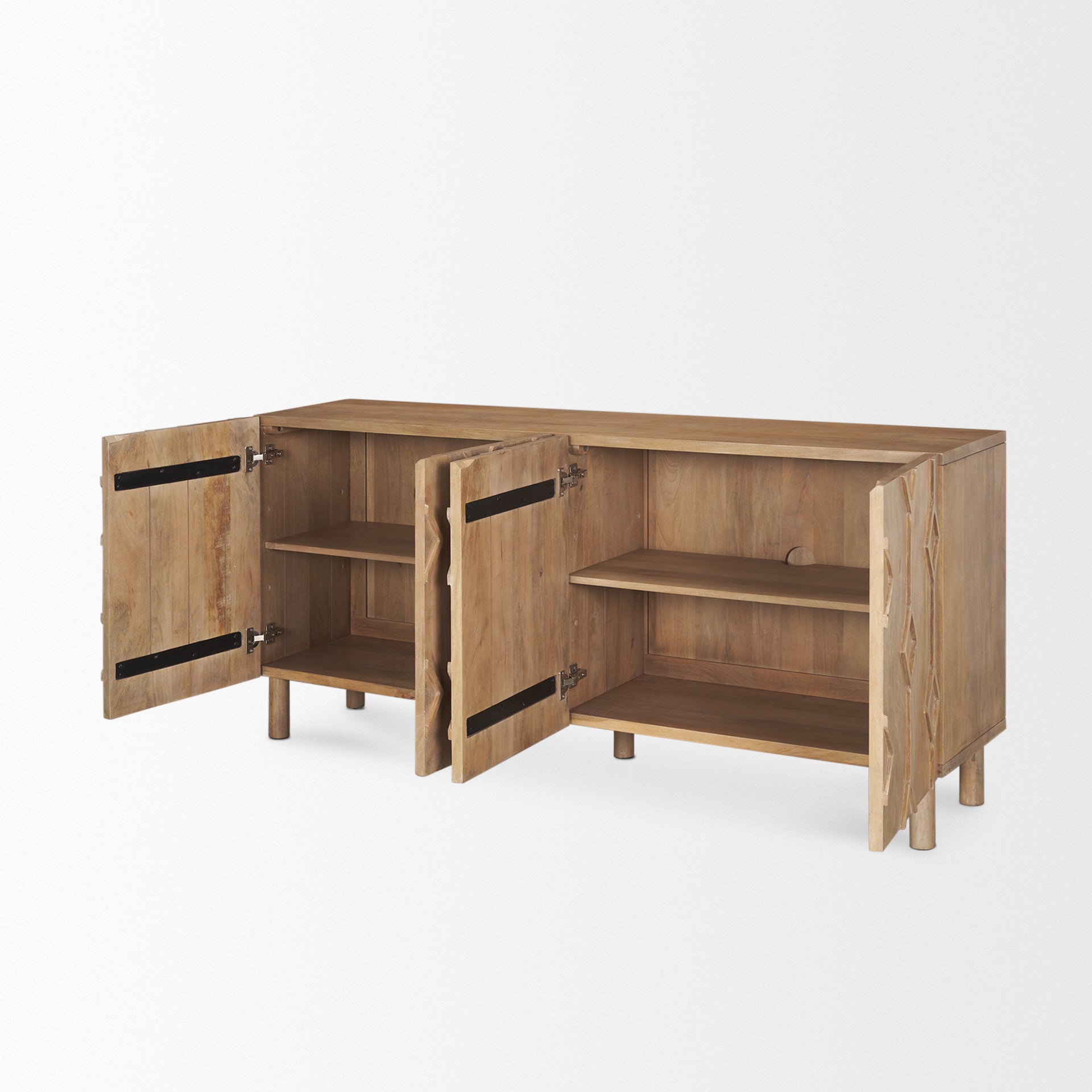 Heera Light Brown Diamond with Shelf Motif Sideboard on a white background