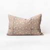 Indaba brand hellebore block print pillow in muted purple on a white background