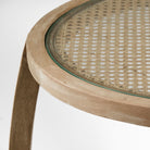 Hubbard 22"W Light Brown Mango Wood Round Top with Glass Accent Table on a white background