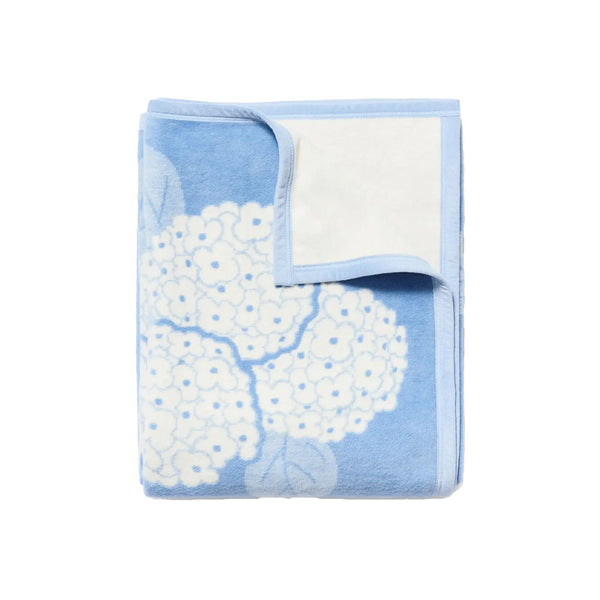 Chappy Wrap Hydrangeas Light Blue Blanket on a white background