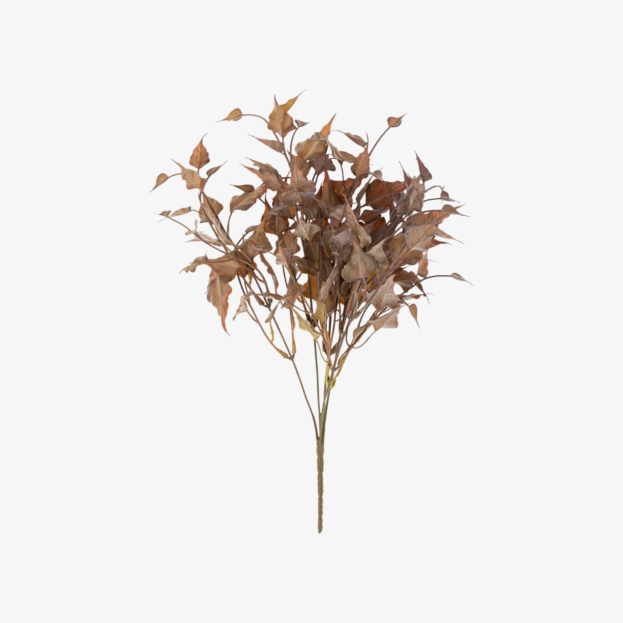 Bouquet of faux ivy with burgundy leaves on a white background