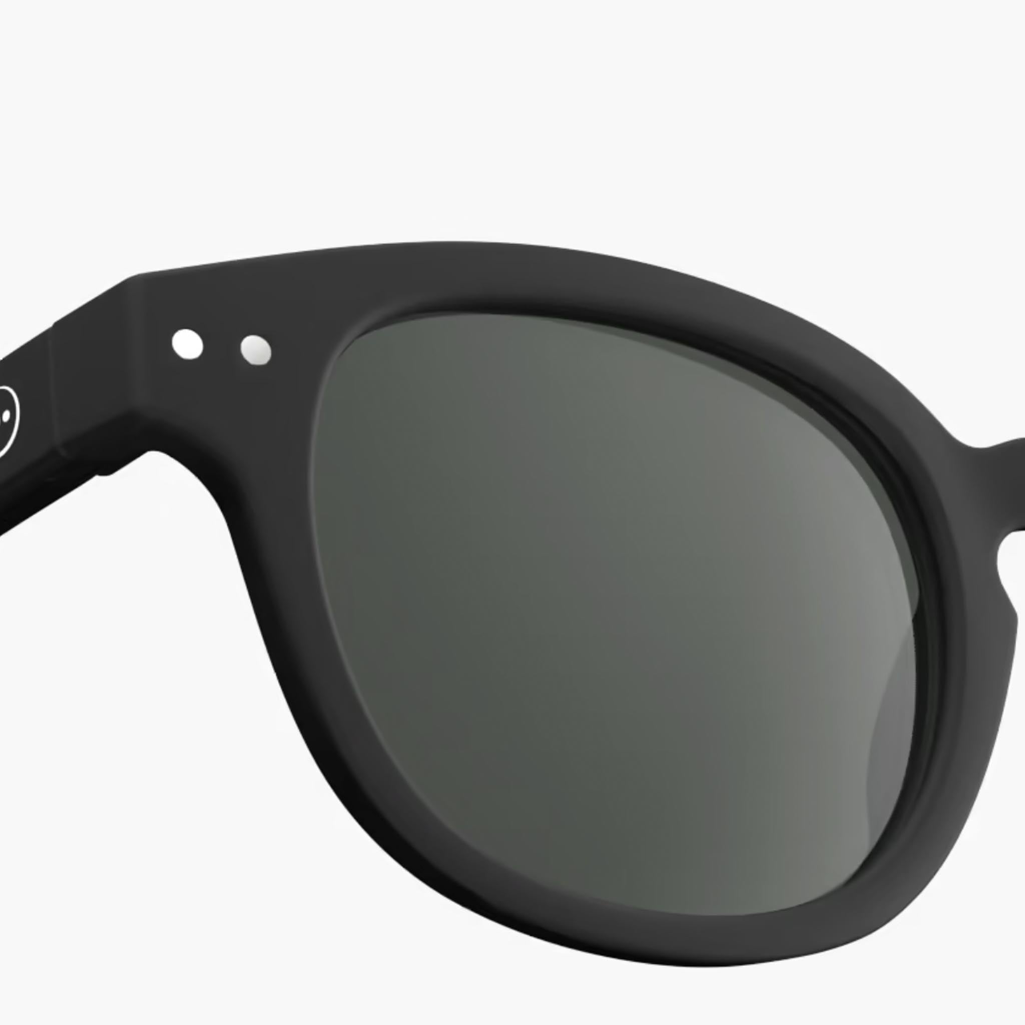 Izipizi #C Black Sunglasses on a white background at Addison West