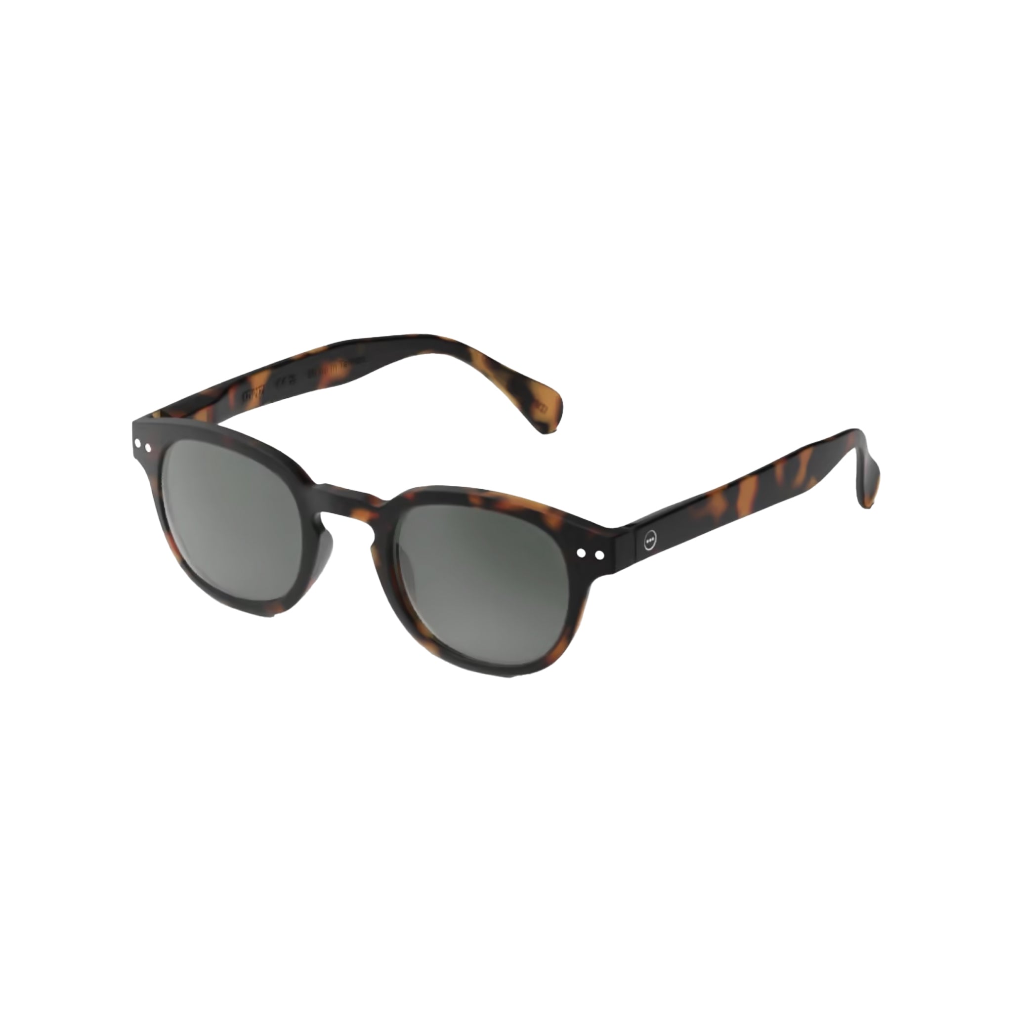 Izipizi #C Tortoise Sunglasses on a white background at Addison West