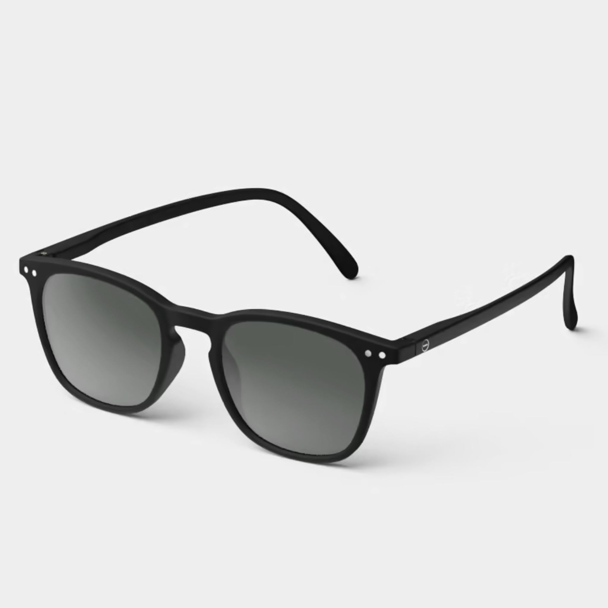 Izipizi #E Black Sunglasses on a white background at Addison West
