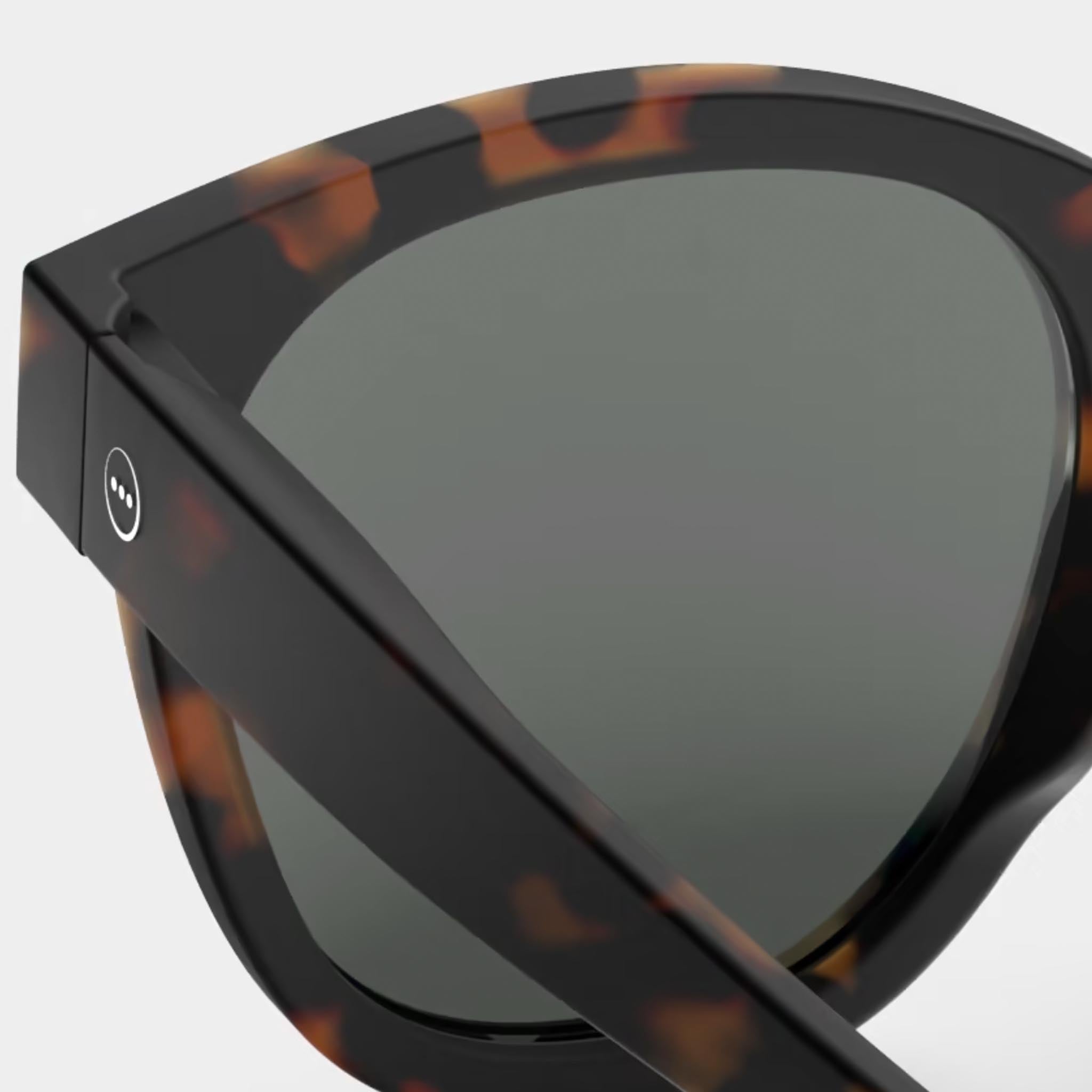 Izipizi #N Tortoise Sunglasses on a white background at Addison West