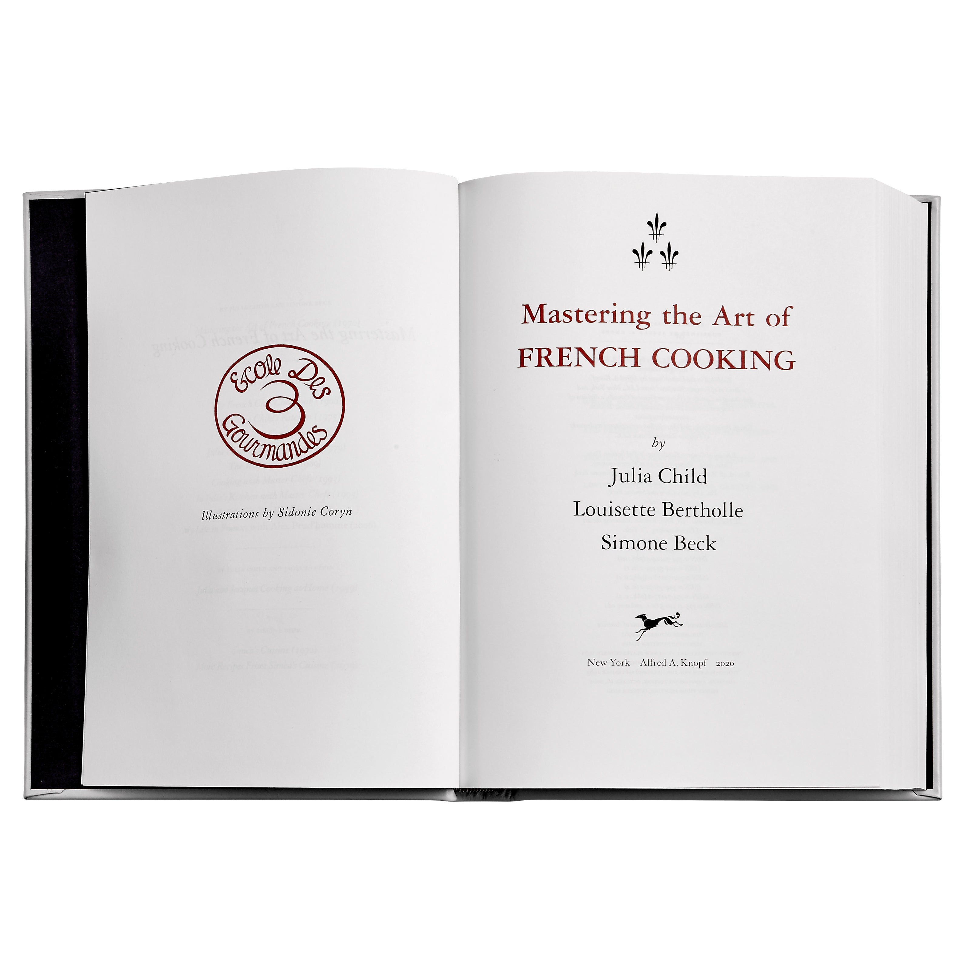 Julia Child's Mastering the Art of French Cooking Leather Bound Edition on white background at Addison West.