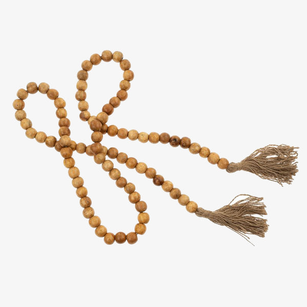 Wood and Jute Decorative Beads on a white background