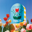 Kalastyle Tulip Soap on a blue background with tulips at Addison West