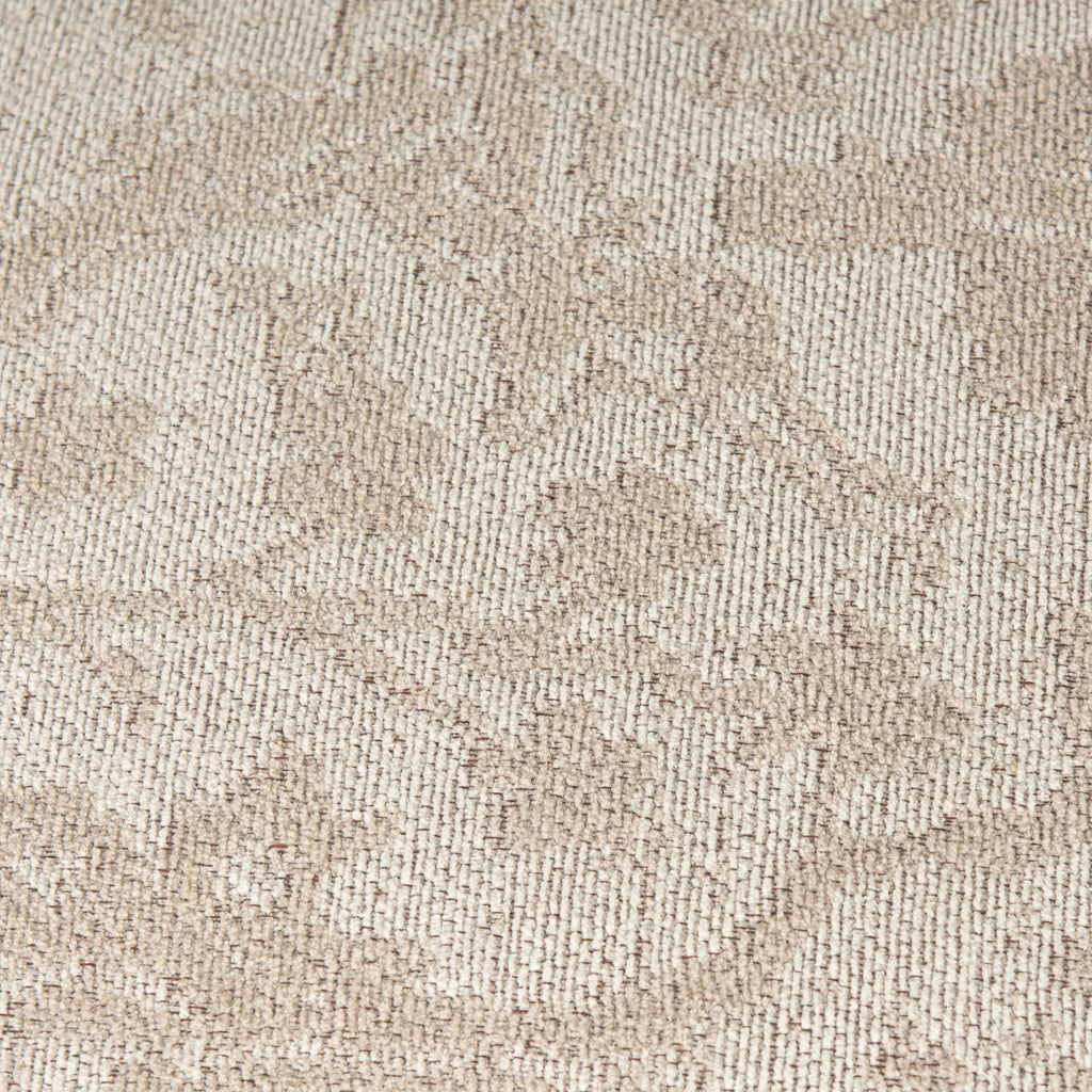 Close up of Khloe Large Cream square  jacquard cotton woven chenille Pouf