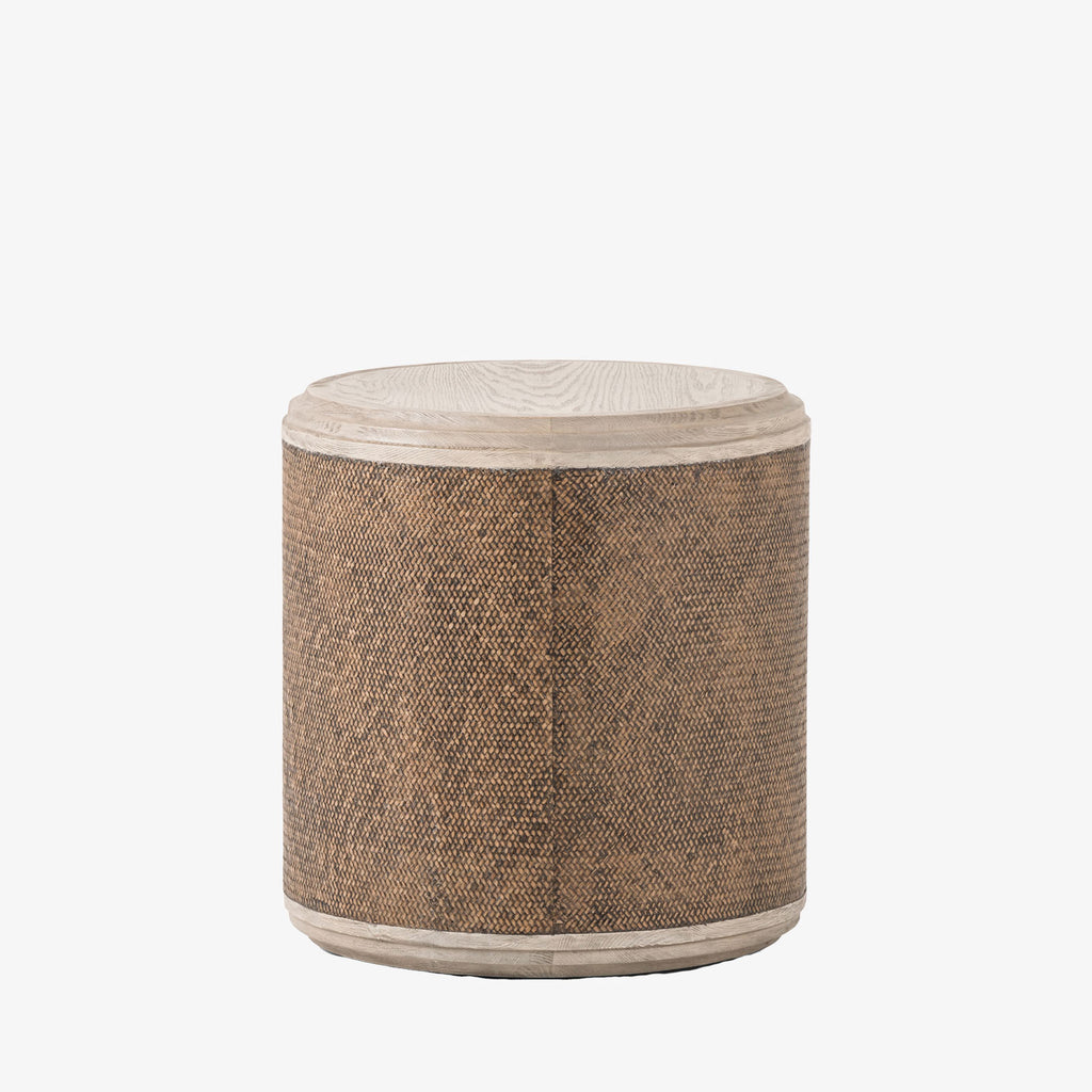 Four Hands Kiara End Table in Weathered Blonde on a white background