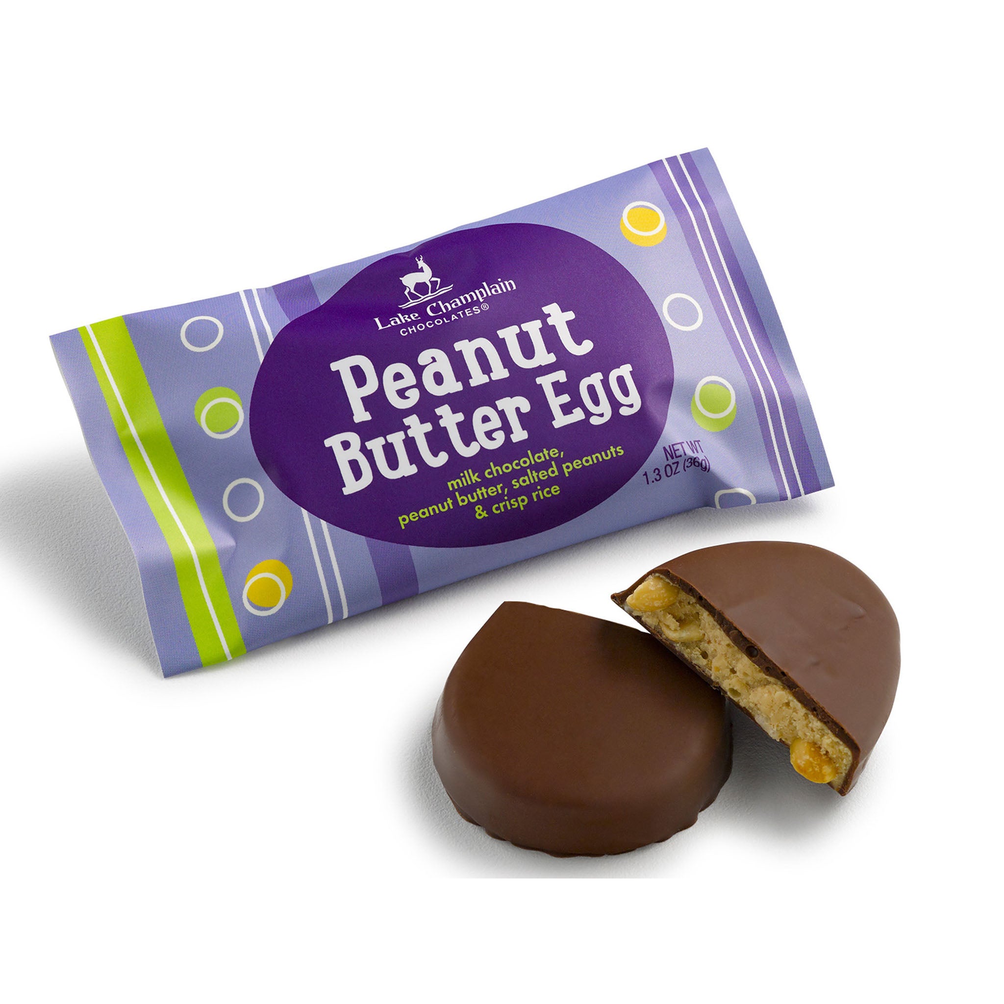Lake Champlain Peanut Butter Milk Chocolate Egg on a white background