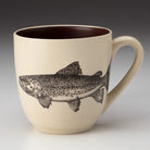 Laura Zindel Brown Trout Mug with brown interior on grey background.